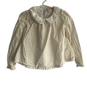 Kid's Ruby & Bloom Cream & Gold Polka Dot Long Sleeve Top